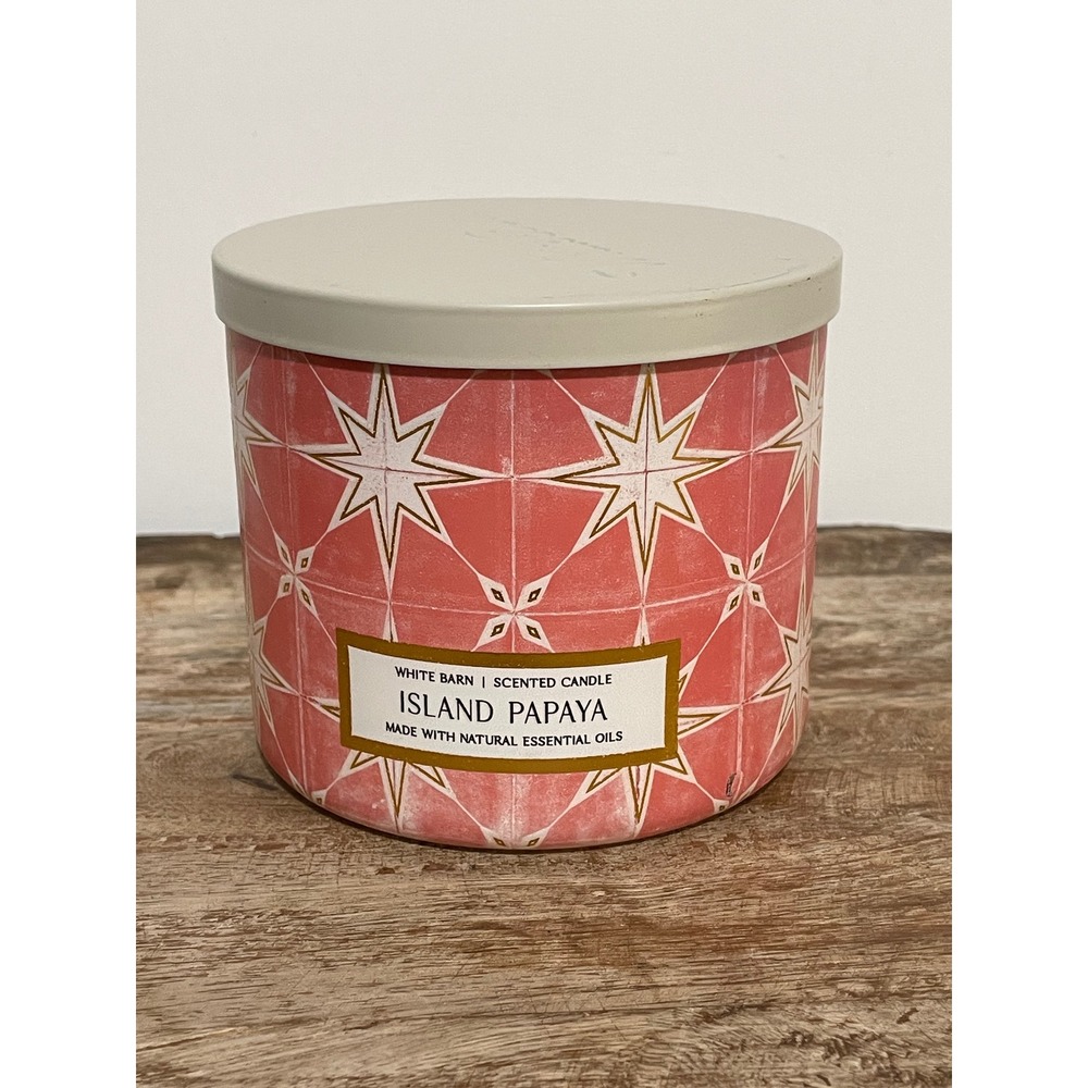 White Barn Island Papaya 3-Wick Candle 14.5 oz Tropical Coconut Sugarcane